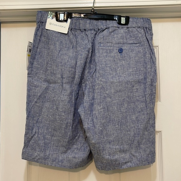 NWT Cubavera - blue & white pinstripe linen blend Bermuda shorts - size M - Picture 2 of 4